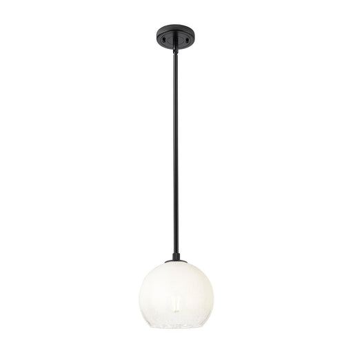 Innovations Brookhaven Globe 8in 1-Light Pendant | Industrial Matte Black and Opal Glass | Kitchen Island & Dining Room | Model 434-1S-BK-G483-8OP