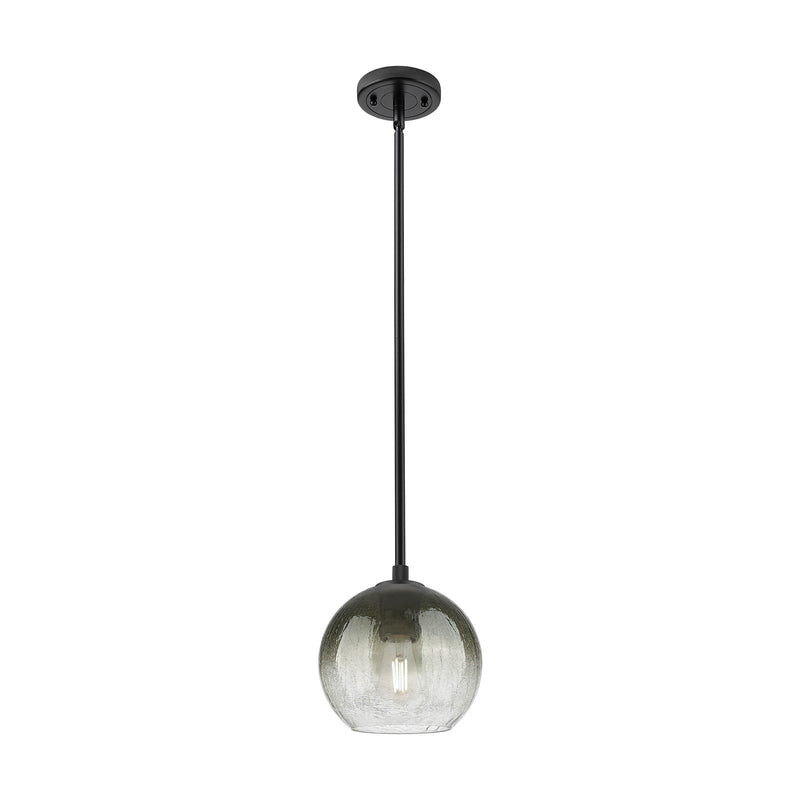 Innovations Brookhaven Globe 8in 1-Light Pendant | Industrial Matte Black and Slate Glass | Kitchen Island & Dining Room | Model 434-1S-BK-G483-8SL