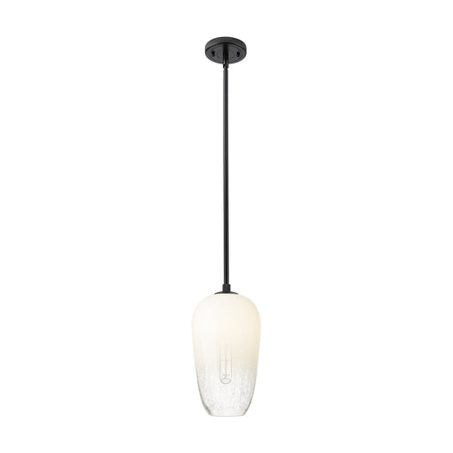 Innovations Brookhaven Flute 7in 1-Light Pendant | Industrial Matte Black and Opal Glass | Kitchen Island & Dining Room | Model 434-1S-BK-G484-7OP