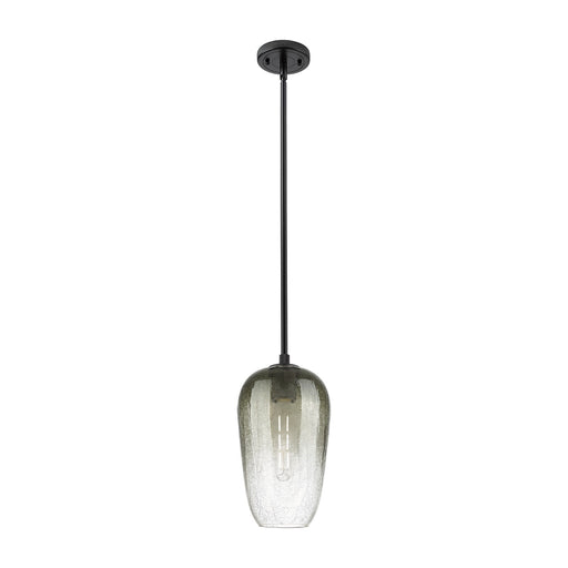 Innovations Brookhaven Flute 7in 1-Light Pendant | Industrial Matte Black and Slate Glass | Kitchen Island & Dining Room | Model 434-1S-BK-G484-7SL