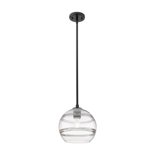 Innovations Rochester 10in 1-Light Pendant | Industrial Matte Black and Clear Glass | Kitchen Island & Dining Room | Model 434-1S-BK-G556-10CL