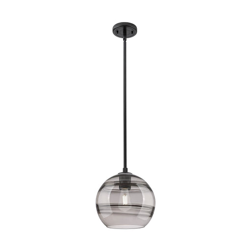 Innovations Rochester 10in 1-Light Pendant | Industrial Matte Black and Light Smoke Glass | Kitchen Island & Dining Room | Model 434-1S-BK-G556-10SM