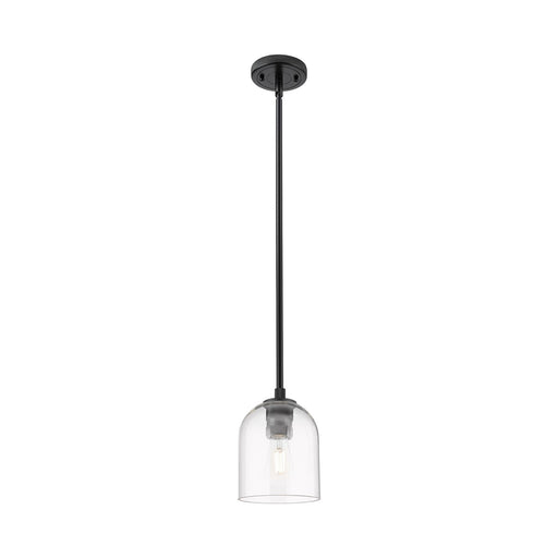 Innovations Bella 5.5in 1-Light Pendant | Industrial Matte Black and Clear Glass | Kitchen Island & Dining Room | Model 434-1S-BK-G558-6CL
