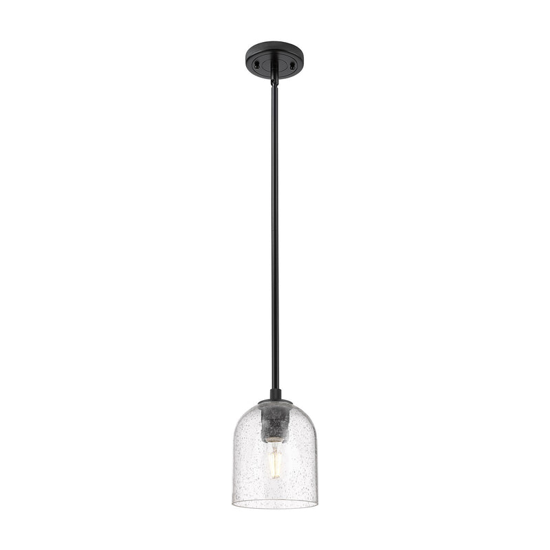 Innovations Bella 5.5in 1-Light Pendant | Industrial Matte Black and Seedy Glass | Kitchen Island & Dining Room | Model 434-1S-BK-G558-6SDY