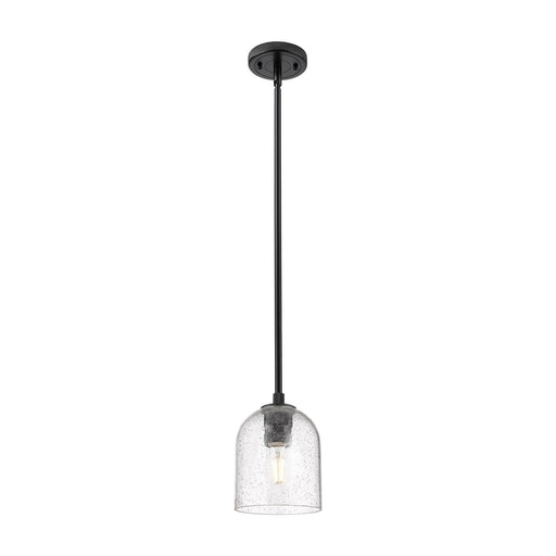 Innovations Bella 5.5in 1-Light Pendant | Industrial Matte Black and Seedy Glass | Kitchen Island & Dining Room | Model 434-1S-BK-G558-6SDY