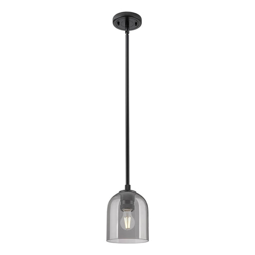 Innovations Bella 6in 1-Light Pendant | Industrial Matte Black and Light Smoke Glass | Kitchen Island & Dining Room | Model 434-1S-BK-G558-6SM