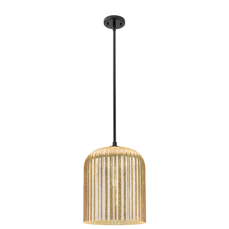 Innovations Crown Point 12in 1-Light Pendant | Industrial Matte Black and Mercury Glass | Kitchen Island & Dining Room | Model 434-1S-BK-G559-12ME