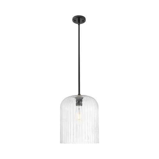 Innovations Crown Point 12in 1-Light Pendant | Industrial Matte Black and Seedy Glass | Kitchen Island & Dining Room | Model 434-1S-BK-G559-12SDY