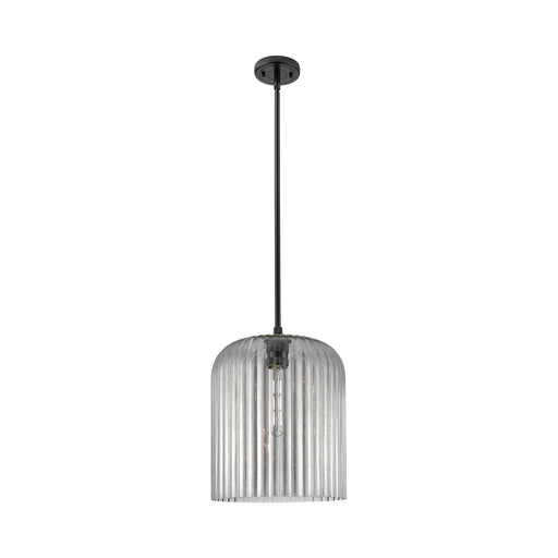 Innovations Crown Point 12in 1-Light Pendant | Industrial Matte Black and Light Smoke Glass | Kitchen Island & Dining | Model 434-1S-BK-G559-12SM