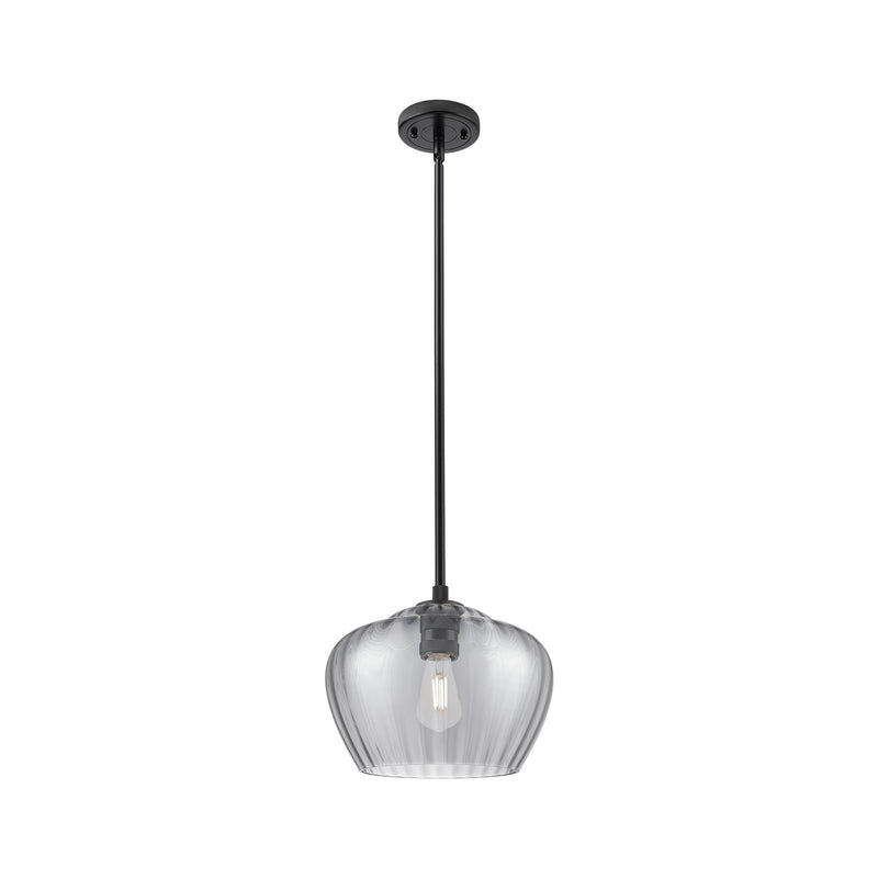 Innovations Fenton 11in 1-Light Pendant | Industrial Matte Black and Light Smoke Glass | Kitchen Island & Dining Room | Model 434-1S-BK-G93-L