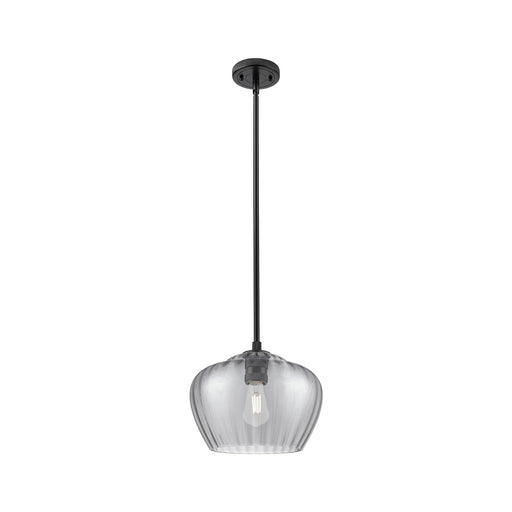 Innovations Fenton 11in 1-Light Pendant | Industrial Matte Black and Light Smoke Glass | Kitchen Island & Dining Room | Model 434-1S-BK-G93-L