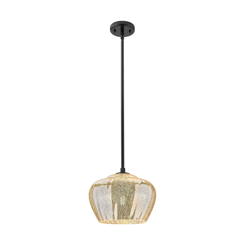 Innovations Fenton 11in 1-Light Pendant | Industrial Matte Black and Mercury Glass | Kitchen Island & Dining Room | Model 434-1S-BK-G96-L