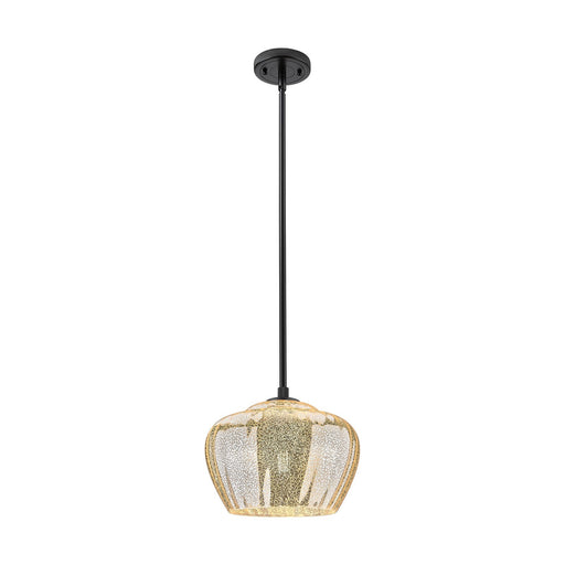 Innovations Fenton 11in 1-Light Pendant | Industrial Matte Black and Mercury Glass | Kitchen Island & Dining Room | Model 434-1S-BK-G96-L