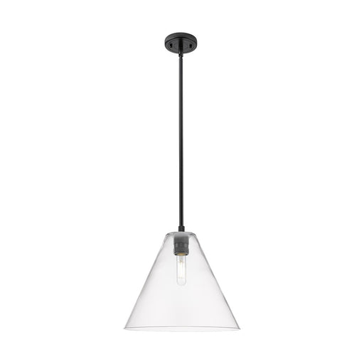 Innovations CP 1Lt 12" Berkshire Stem Pendant, BK/CL - 434-1S-BK-GBC-122