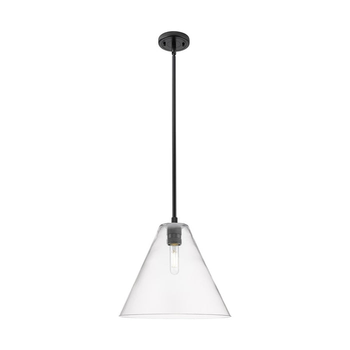 Innovations CP 1Lt 12" Berkshire Stem Pendant, BK/CL - 434-1S-BK-GBC-122