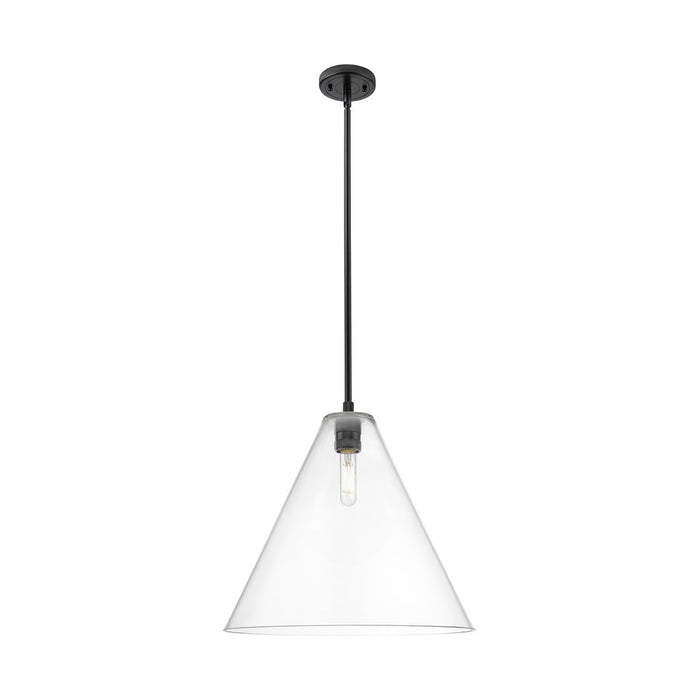 Innovations CP 1Lt 16" Berkshire Stem Pendant, BK/CL - 434-1S-BK-GBC-162