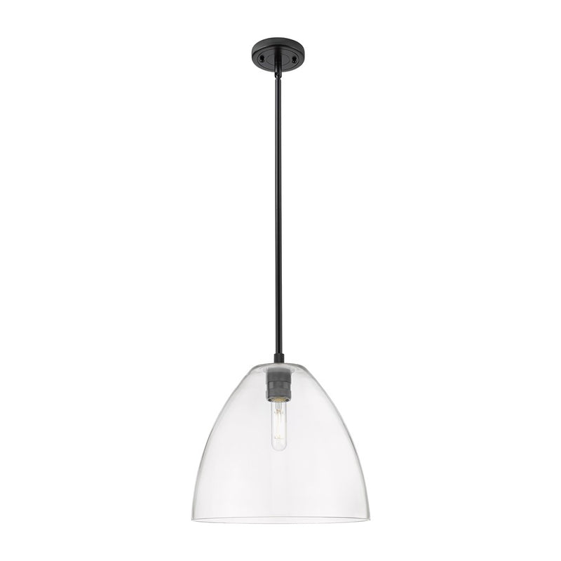 Innovations Crown Point 1Lt 12" Bristol Stem Pendant, BK/CL - 434-1S-BK-GBD-122