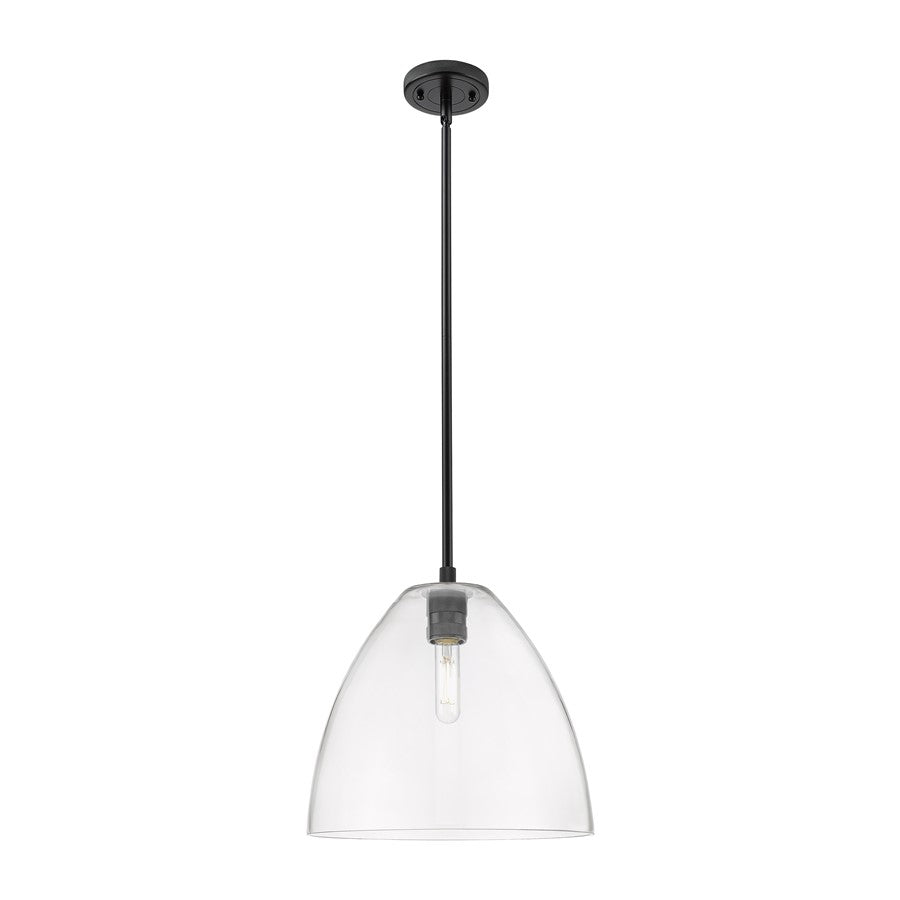 Innovations Crown Point 1Lt 12" Bristol Stem Pendant, BK/CL - 434-1S-BK-GBD-122
