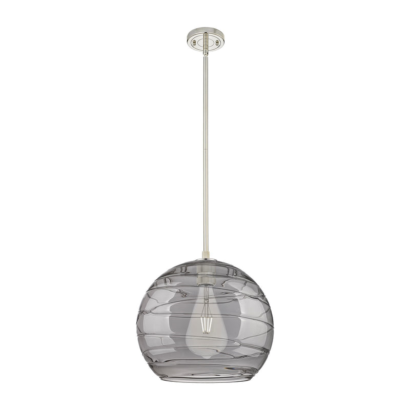 Innovations Athens Deco Swirl 14in 1-Light Pendant | Industrial Polished Nickel and Light Smoke Glass | Kitchen Island | Model 434-1S-PN-G1213-14SM