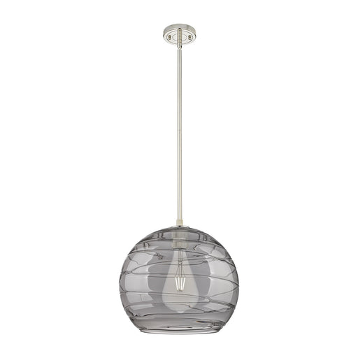Innovations Athens Deco Swirl 14in 1-Light Pendant | Industrial Polished Nickel and Light Smoke Glass | Kitchen Island | Model 434-1S-PN-G1213-14SM