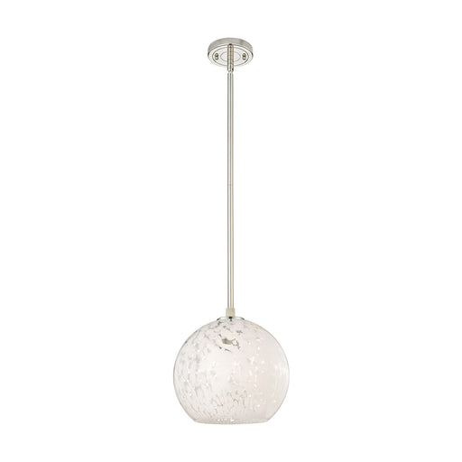Innovations White Mouchette 10in 1-Light Pendant | Industrial Polished Nickel and White Mouchette Glass | Kitchen Island | Model 434-1S-PN-G1216-10WM