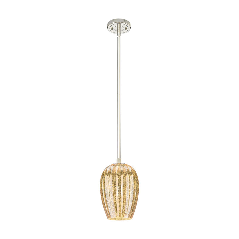 Innovations Preston Flute 6in 1-Light Pendant | Industrial Polished Nickel and Mercury Glass | Kitchen Island & Dining | Model 434-1S-PN-G457-6ME