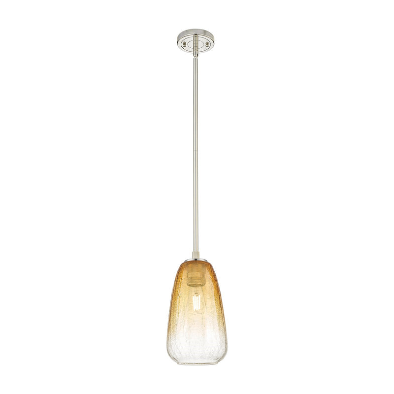 Innovations Brookhaven Almond 6in 1-Light Pendant | Industrial Polished Nickel and Amber Glass | Kitchen Island & Dining | Model 434-1S-PN-G480-6AM