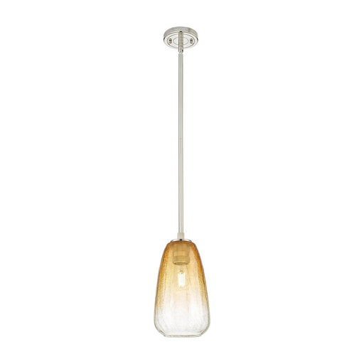 Innovations Brookhaven Almond 6in 1-Light Pendant | Industrial Polished Nickel and Amber Glass | Kitchen Island & Dining | Model 434-1S-PN-G480-6AM