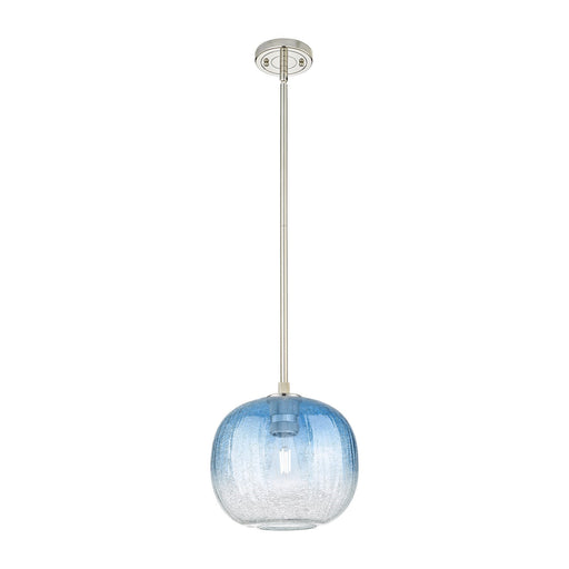 Innovations Brookhaven Sphere 10.5in 1-Light Pendant | Industrial Polished Nickel and Sapphire Blue Glass | Kitchen | Model 434-1S-PN-G481-10SB