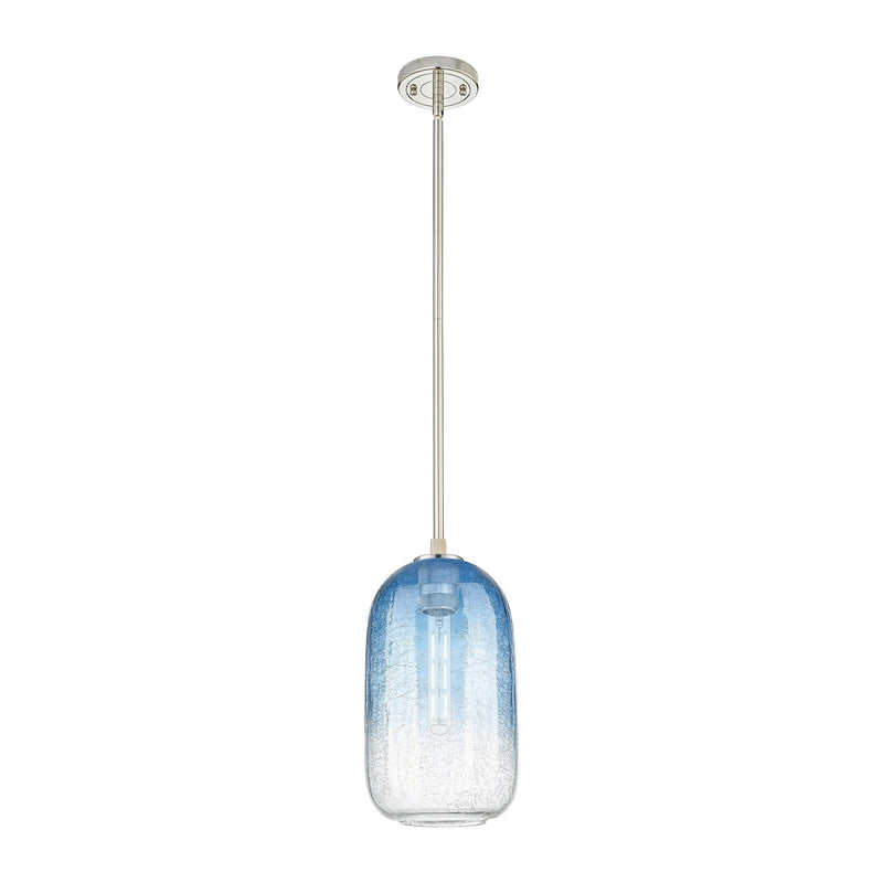 Innovations Brookhaven Cloche 7in 1-Light Pendant | Industrial Polished Nickel and Sapphire Blue Glass | Kitchen Island | Model 434-1S-PN-G482-7SB