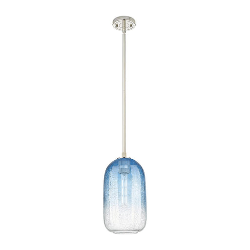 Innovations Brookhaven Cloche 7in 1-Light Pendant | Industrial Polished Nickel and Sapphire Blue Glass | Kitchen Island | Model 434-1S-PN-G482-7SB