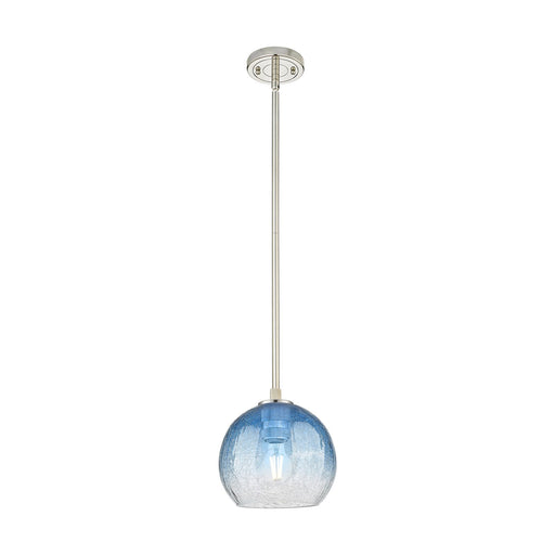 Innovations Brookhaven Globe 7.8in 1-Light Pendant | Industrial Polished Nickel and Sapphire Blue Glass | Kitchen Island | Model 434-1S-PN-G483-8SB