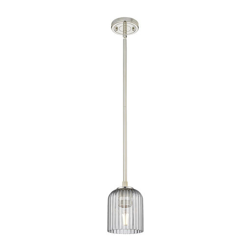 Innovations Crown Point 5in 1-Light Pendant | Industrial Polished Nickel and Light Smoke Glass | Kitchen Island & Dining | Model 434-1S-PN-G559-5SM
