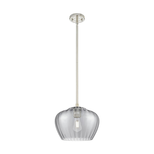 Innovations Fenton 11in 1-Light Pendant | Industrial Polished Nickel and Light Smoke Glass | Kitchen Island & Dining Room | Model 434-1S-PN-G93-L
