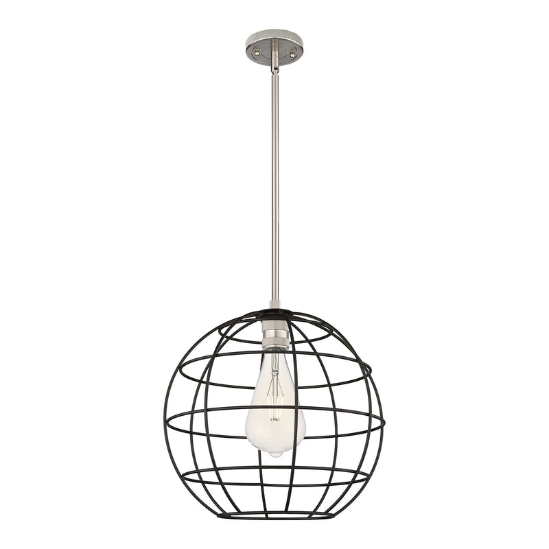 Innovations Lake Placid 16in 1-Light Pendant | Satin Nickel and Matte Black Metal | Kitchen Island & Dining Room | Model 434-1S-SN-CE-16-BK