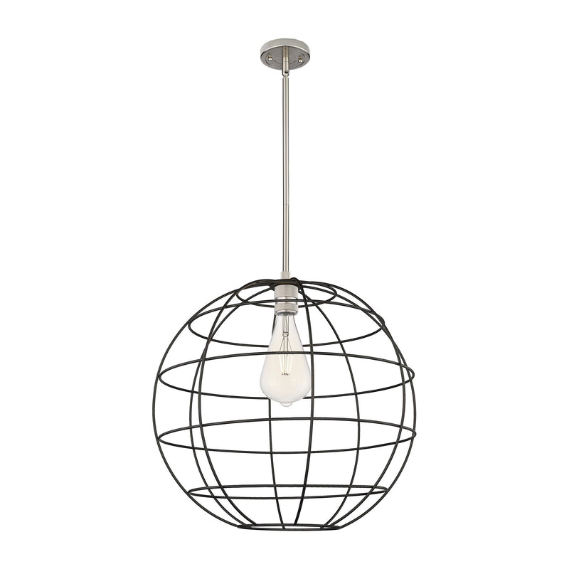 Innovations Lake Placid 22in 1-Light Pendant | Satin Nickel and Matte Black Metal | Kitchen Island & Dining Room | Model 434-1S-SN-CE-22-BK