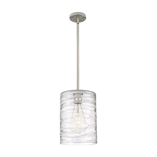 Innovations Cobbleskill 9in 1-Light Pendant | Industrial Satin Nickel and Deco Swirl Glass | Kitchen Island & Dining Room | Model 434-1S-SN-G1113-L
