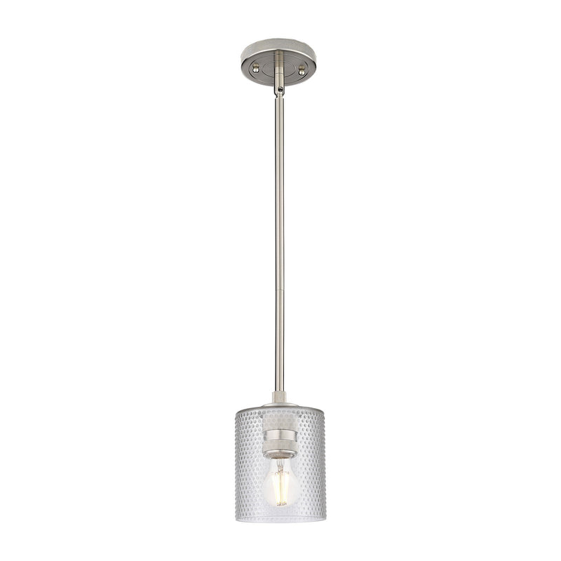 Innovations Cobbleskill 5in 1-Light Pendant | Industrial Satin Nickel and Clear Glass | Kitchen Island & Dining Room | Model 434-1S-SN-G112
