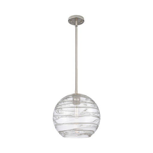 Innovations Crown Point 10in 1-Light Pendant | Industrial Satin Nickel and Clear Deco Swirl Glass | Kitchen Island | Model 434-1S-SN-G1213-10CL