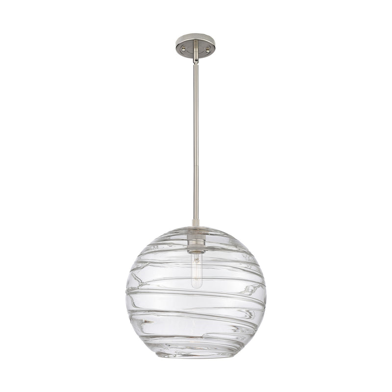Innovations Crown Point 12in 1-Light Pendant | Industrial Satin Nickel and Clear Deco Swirl Glass | Kitchen Island | Model 434-1S-SN-G1213-12CL