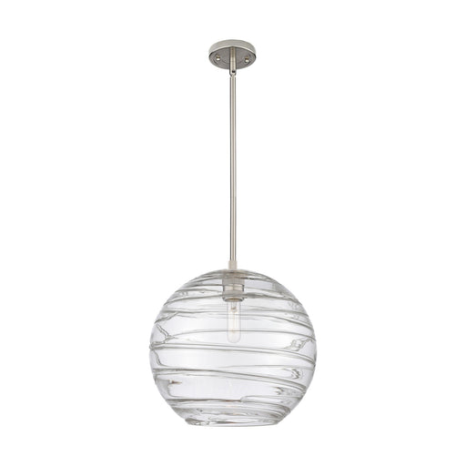 Innovations Crown Point 12in 1-Light Pendant | Industrial Satin Nickel and Clear Deco Swirl Glass | Kitchen Island | Model 434-1S-SN-G1213-12CL