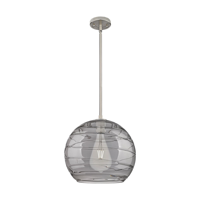 Innovations Athens Deco Swirl 13.75in 1-Light Pendant | Industrial Satin Nickel and Light Smoke Glass | Kitchen Island | Model 434-1S-SN-G1213-14SM
