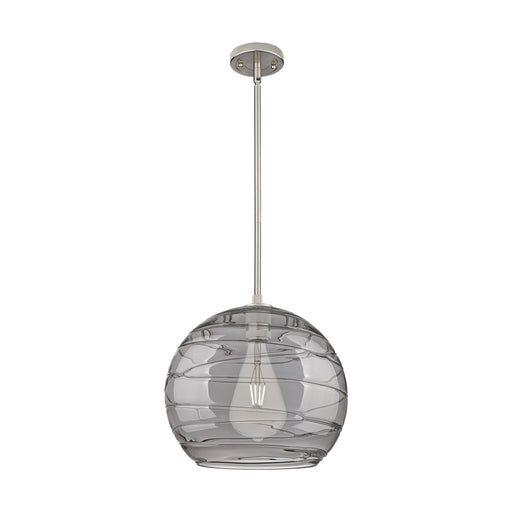 Innovations Athens Deco Swirl 13.75in 1-Light Pendant | Industrial Satin Nickel and Light Smoke Glass | Kitchen Island | Model 434-1S-SN-G1213-14SM