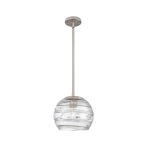 Innovations Crown Point 8in 1-Light Pendant | Industrial Satin Nickel and Clear Deco Swirl Glass | Kitchen Island | Model 434-1S-SN-G1213-8CL