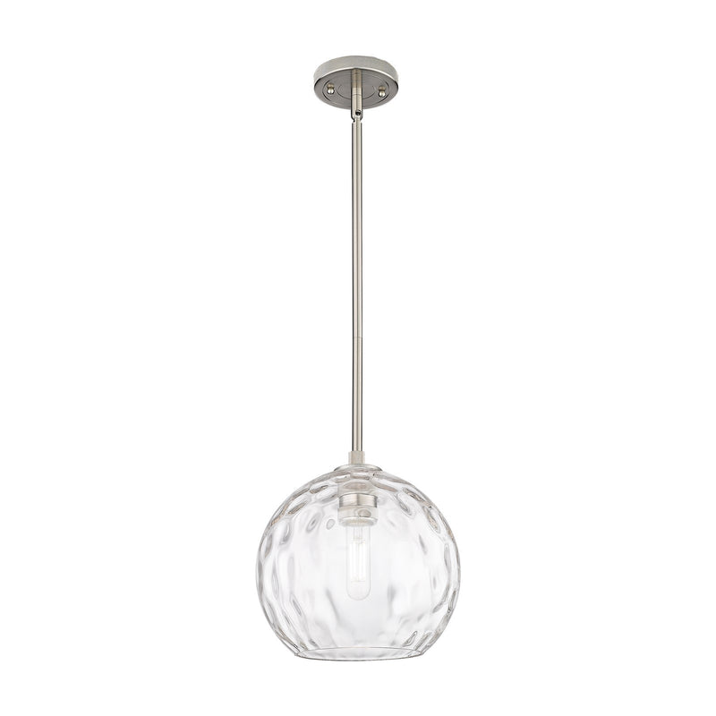 Innovations Athens Water Glass 10in 1-Light Pendant | Industrial Satin Nickel and Clear Water Glass | Kitchen Island | Model 434-1S-SN-G1215-10