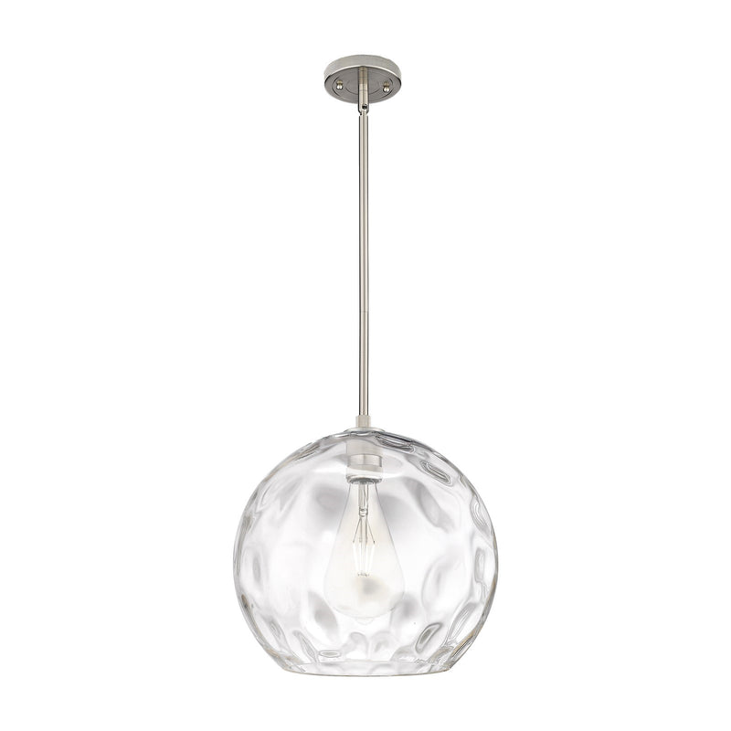Innovations Athens Water Glass 13in 1-Light Pendant | Industrial Satin Nickel and Clear Glass | Kitchen Island & Dining | Model 434-1S-SN-G1215-14