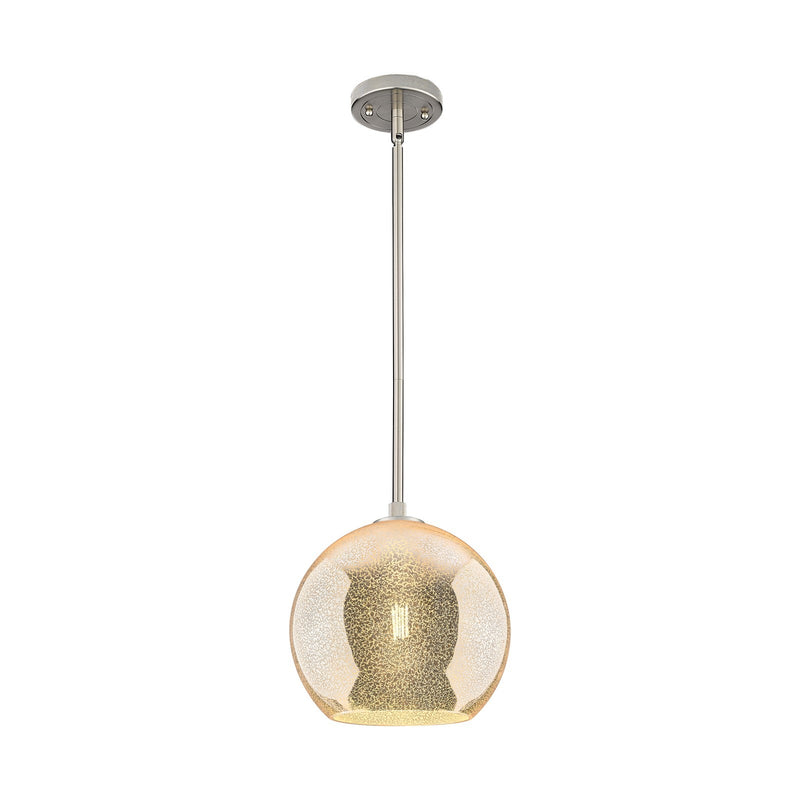 Innovations Athens 10in 1-Light Pendant | Industrial Satin Nickel and Mercury Glass | Kitchen Island & Dining Room | Model 434-1S-SN-G128-10