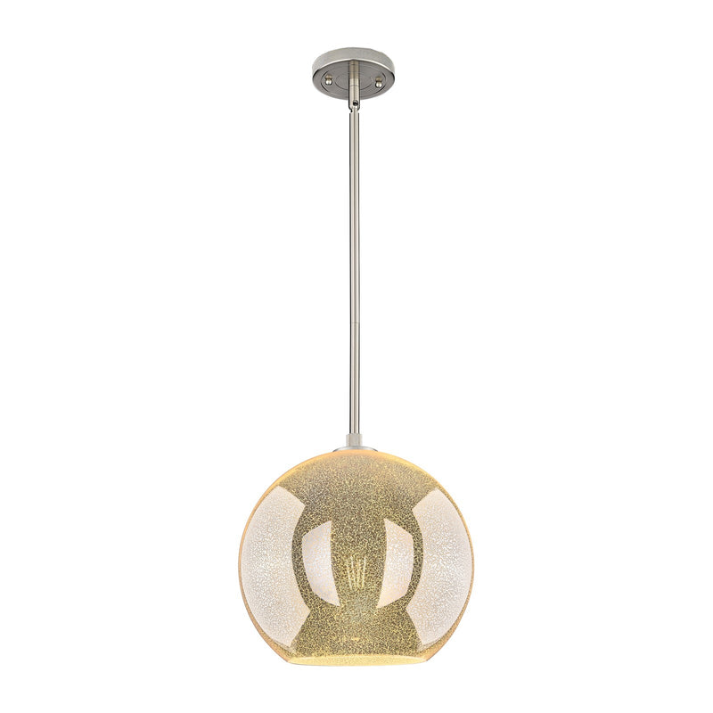 Innovations Athens 12in 1-Light Pendant | Industrial Satin Nickel and Mercury Glass | Kitchen Island & Dining Room | Model 434-1S-SN-G128-12