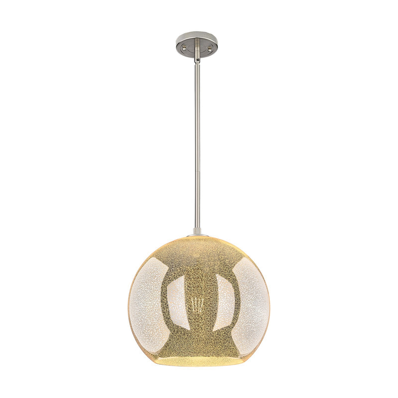 Innovations Astor 14in 1-Light Pendant | Industrial Satin Nickel and Mercury Glass | Kitchen Island & Dining Room | Model 434-1S-SN-G128-14