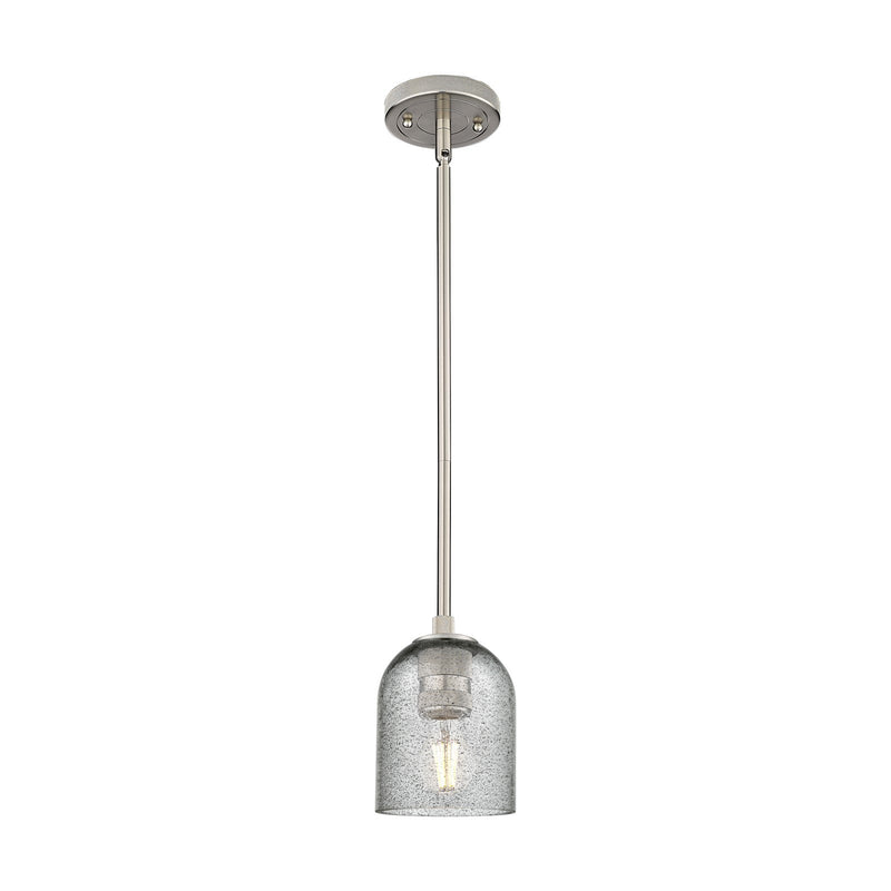 Innovations Caledonia 5in 1-Light Pendant | Industrial Satin Nickel and Charcoal Glass | Kitchen Island & Dining Room | Model 434-1S-SN-G257